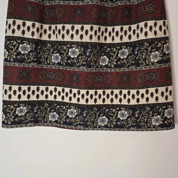 Breeches Linen Blend Vintage Multicolor Floral Wrap Skirt Size-14 - Picture 4 of 9